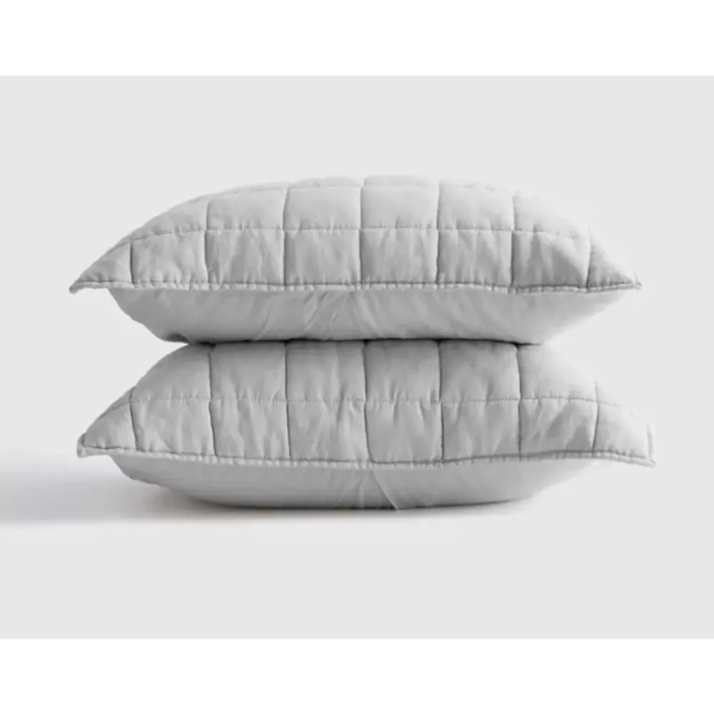 Quince European Linen Box Quilted King Sham Set Grey NWOT #S6